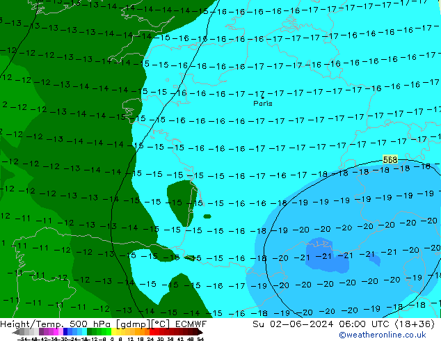 Height/Temp. 500 hPa ECMWF Su 02.06.2024 06 UTC