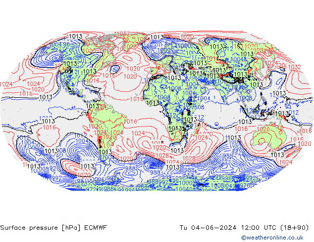 Bodendruck ECMWF Di 04.06.2024 12 UTC