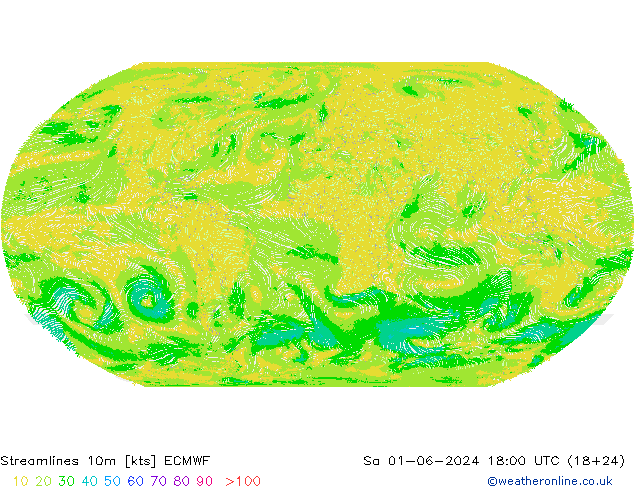 Streamlines 10m ECMWF Sa 01.06.2024 18 UTC