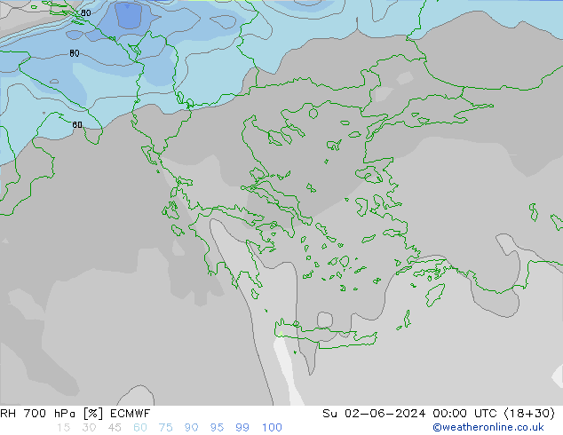 700 hPa Nispi Nem ECMWF Paz 02.06.2024 00 UTC