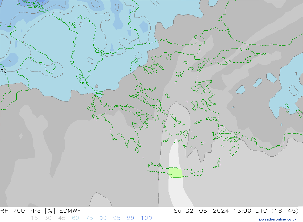 RH 700 hPa ECMWF Su 02.06.2024 15 UTC