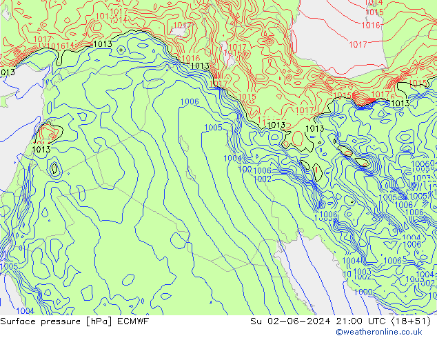 ciśnienie ECMWF nie. 02.06.2024 21 UTC