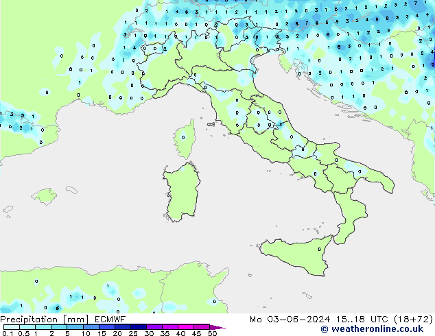 Yağış ECMWF Pzt 03.06.2024 18 UTC