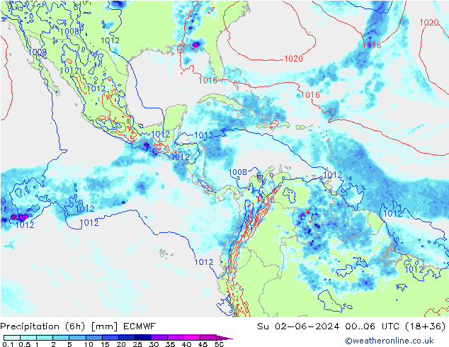 Z500/Yağmur (+YB)/Z850 ECMWF Paz 02.06.2024 06 UTC