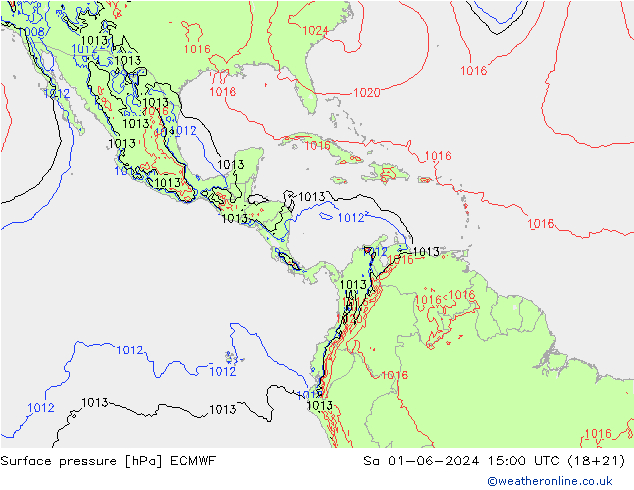 Luchtdruk (Grond) ECMWF za 01.06.2024 15 UTC