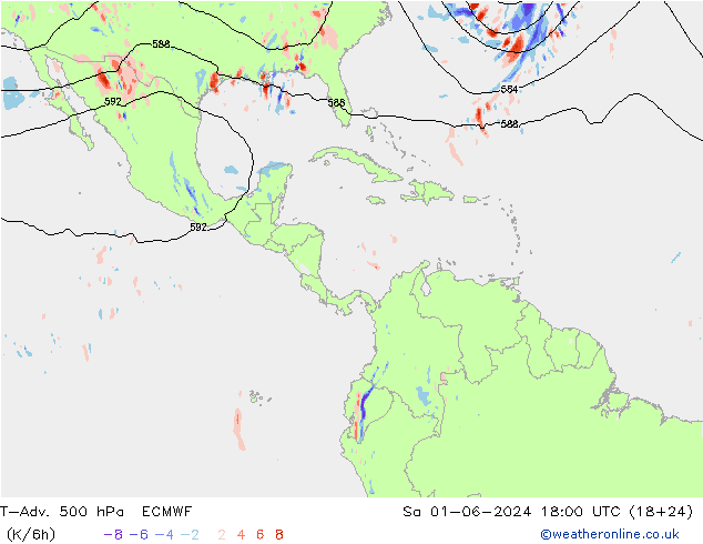 T-Adv. 500 hPa ECMWF za 01.06.2024 18 UTC