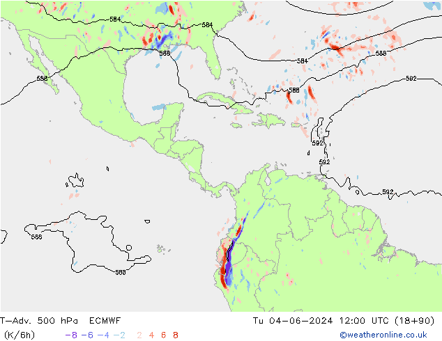 T-Adv. 500 hPa ECMWF Tu 04.06.2024 12 UTC