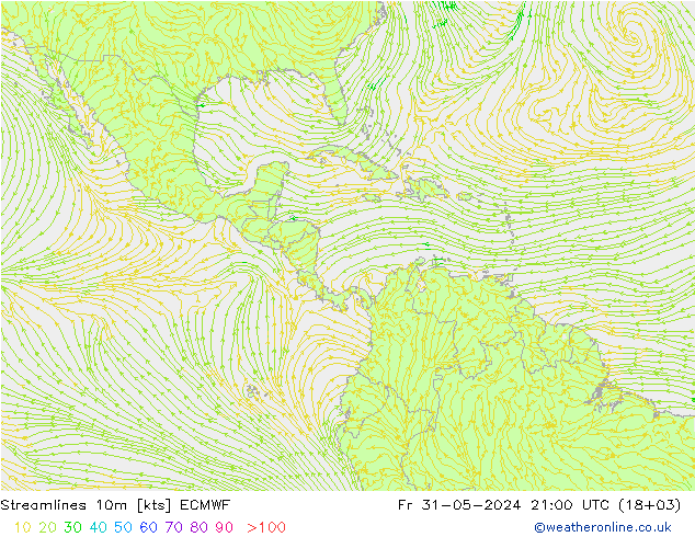 ветер 10m ECMWF пт 31.05.2024 21 UTC