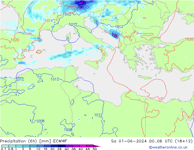 Z500/Rain (+SLP)/Z850 ECMWF сб 01.06.2024 06 UTC