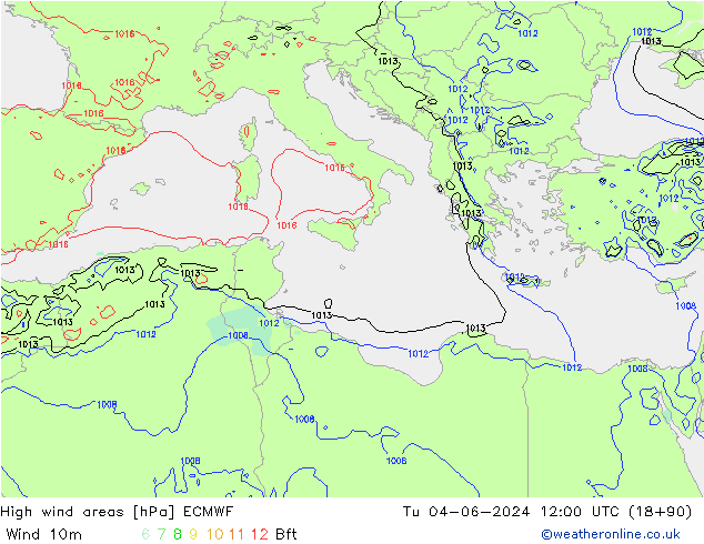 Windvelden ECMWF di 04.06.2024 12 UTC