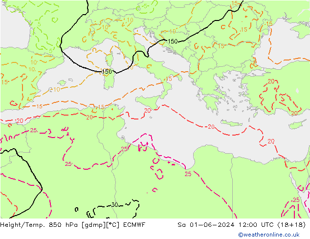 Z500/Rain (+SLP)/Z850 ECMWF Sa 01.06.2024 12 UTC