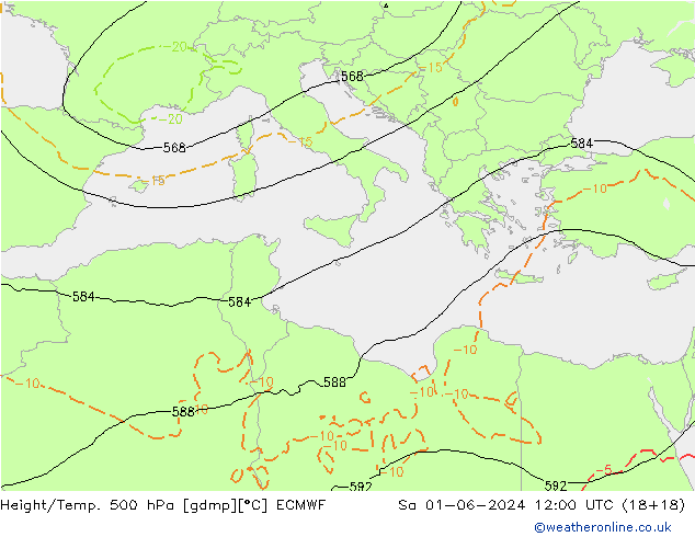 Z500/Rain (+SLP)/Z850 ECMWF Sa 01.06.2024 12 UTC