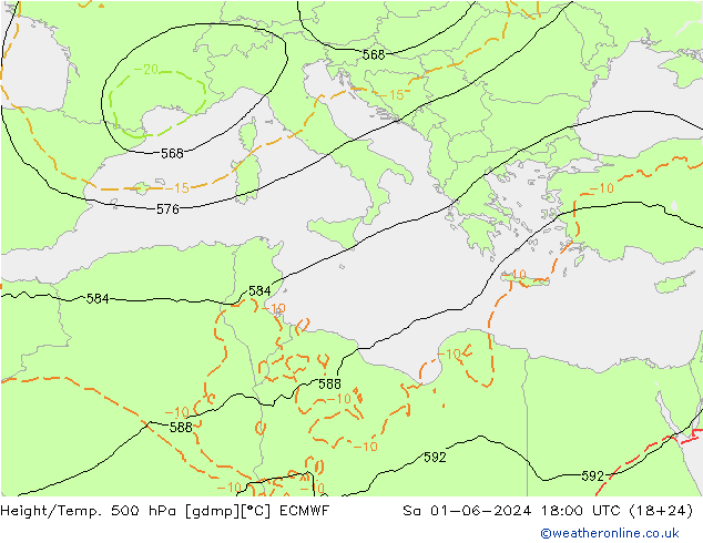 Z500/Rain (+SLP)/Z850 ECMWF So 01.06.2024 18 UTC