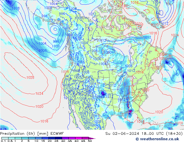 Z500/Rain (+SLP)/Z850 ECMWF dom 02.06.2024 00 UTC