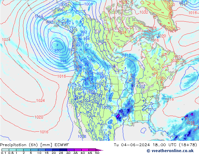 Z500/Rain (+SLP)/Z850 ECMWF вт 04.06.2024 00 UTC