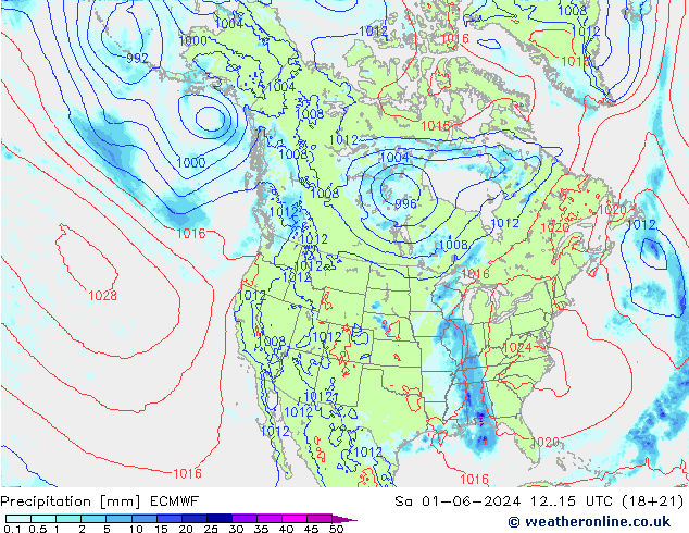 Precipitation ECMWF Sa 01.06.2024 15 UTC