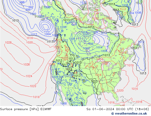 Surface pressure ECMWF Sa 01.06.2024 00 UTC