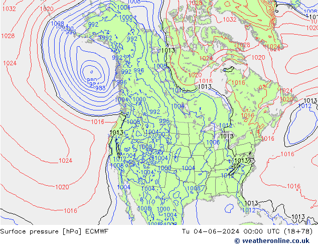 Yer basıncı ECMWF Sa 04.06.2024 00 UTC