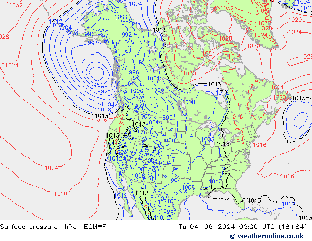 Yer basıncı ECMWF Sa 04.06.2024 06 UTC