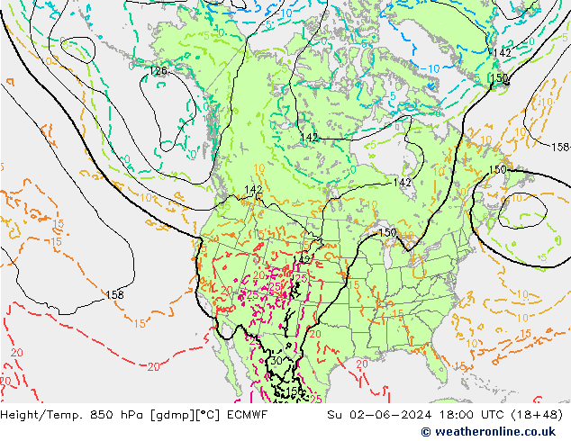 Z500/Rain (+SLP)/Z850 ECMWF So 02.06.2024 18 UTC