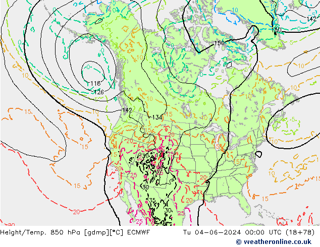 Z500/Rain (+SLP)/Z850 ECMWF вт 04.06.2024 00 UTC