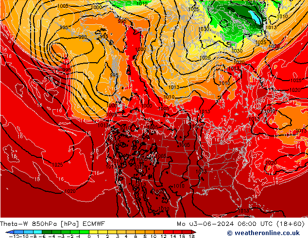 Theta-W 850hPa ECMWF lun 03.06.2024 06 UTC