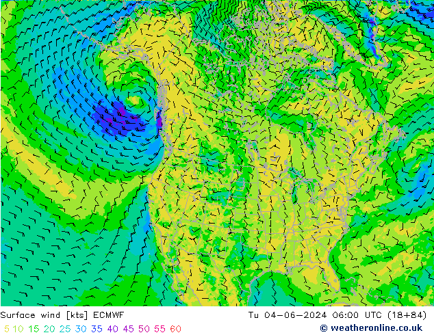 Surface wind ECMWF Tu 04.06.2024 06 UTC