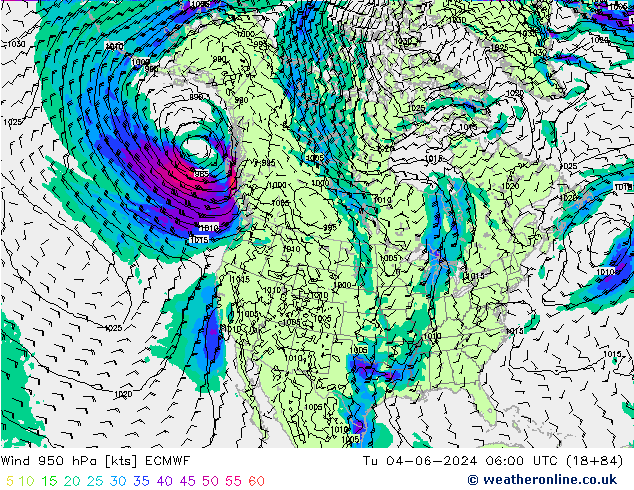 Wind 950 hPa ECMWF Di 04.06.2024 06 UTC