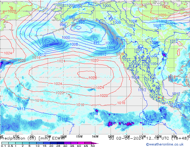 Z500/Rain (+SLP)/Z850 ECMWF Su 02.06.2024 18 UTC