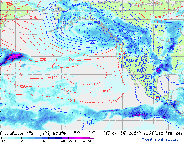 осадки (12h) ECMWF вт 04.06.2024 06 UTC