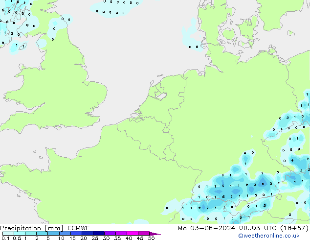 Srážky ECMWF Po 03.06.2024 03 UTC