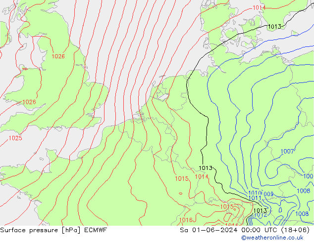 Bodendruck ECMWF Sa 01.06.2024 00 UTC
