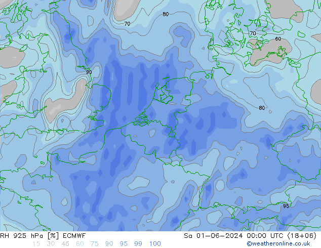 RH 925 hPa ECMWF Sa 01.06.2024 00 UTC