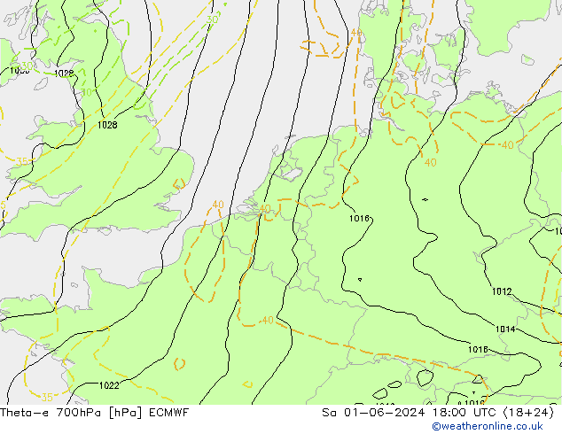 Theta-e 700гПа ECMWF сб 01.06.2024 18 UTC