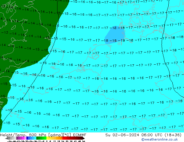 Z500/Yağmur (+YB)/Z850 ECMWF Paz 02.06.2024 06 UTC