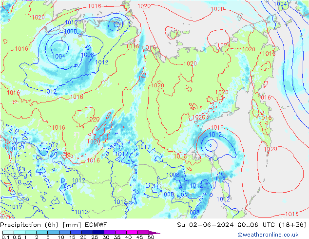 Z500/Rain (+SLP)/Z850 ECMWF Su 02.06.2024 06 UTC