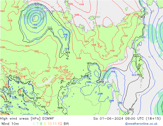 High wind areas ECMWF sab 01.06.2024 09 UTC