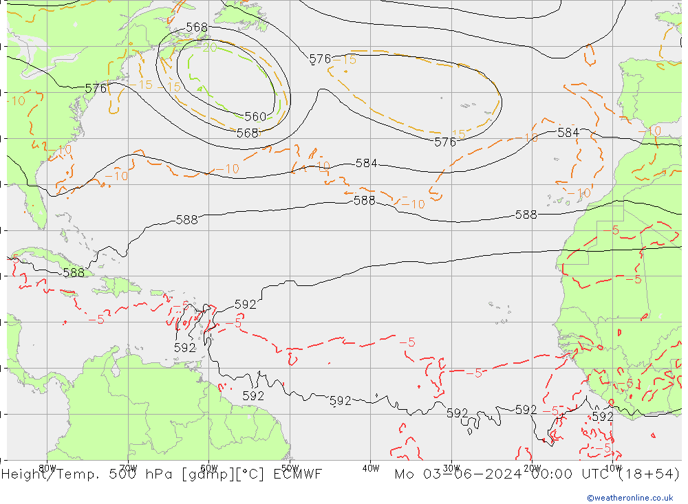 Géop./Temp. 500 hPa ECMWF lun 03.06.2024 00 UTC