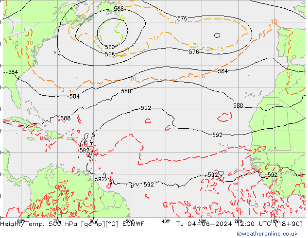 Height/Temp. 500 hPa ECMWF  04.06.2024 12 UTC