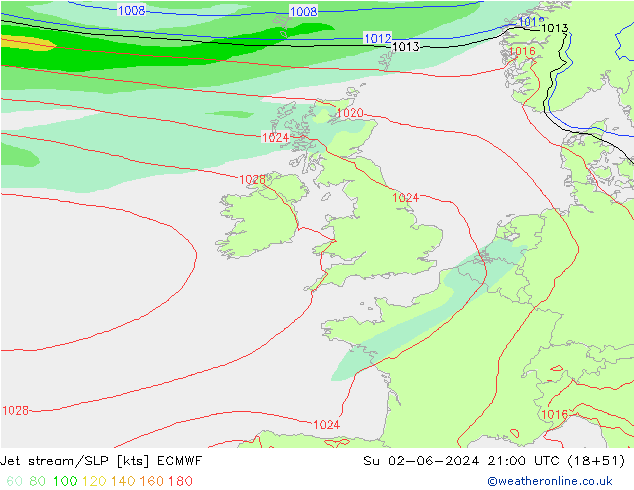 Polarjet/Bodendruck ECMWF So 02.06.2024 21 UTC