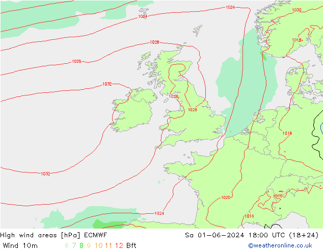 High wind areas ECMWF sam 01.06.2024 18 UTC