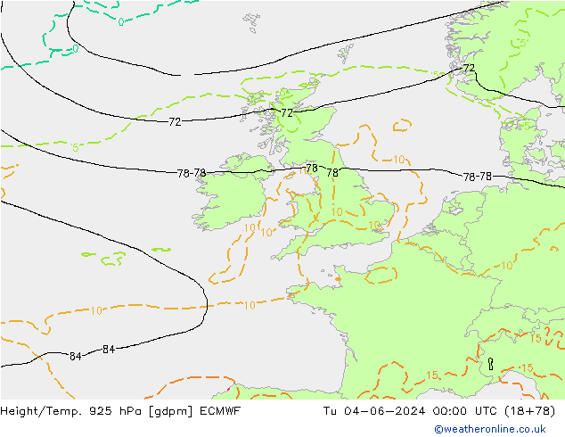 Height/Temp. 925 hPa ECMWF Di 04.06.2024 00 UTC