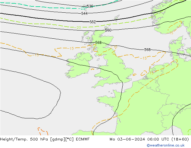 Z500/Rain (+SLP)/Z850 ECMWF Mo 03.06.2024 06 UTC