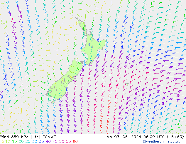 Vent 850 hPa ECMWF lun 03.06.2024 06 UTC