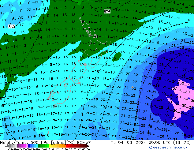 Z500/Rain (+SLP)/Z850 ECMWF Tu 04.06.2024 00 UTC