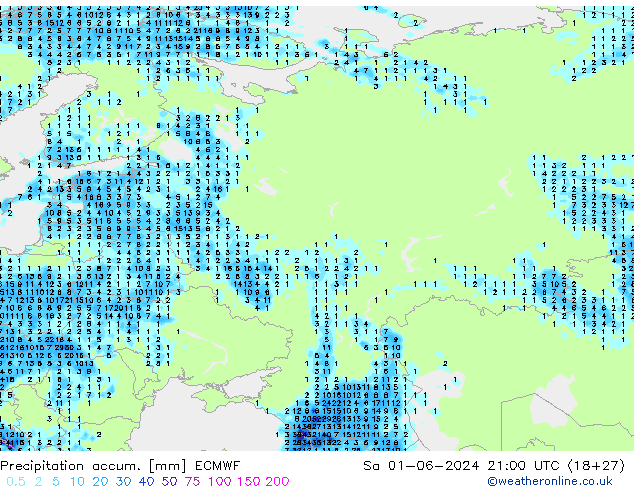 Nied. akkumuliert ECMWF Sa 01.06.2024 21 UTC