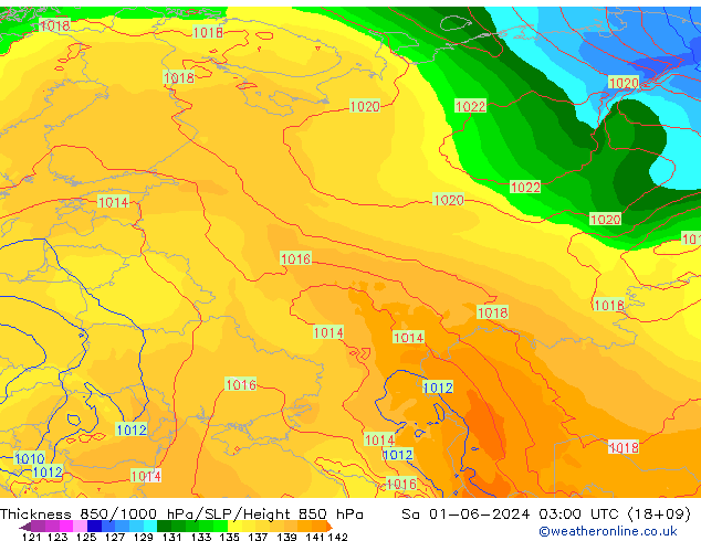 Thck 850-1000 hPa ECMWF Sáb 01.06.2024 03 UTC