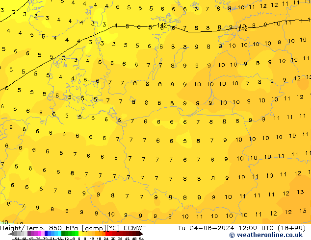 Z500/Rain (+SLP)/Z850 ECMWF mar 04.06.2024 12 UTC