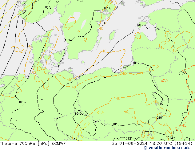 Theta-e 700гПа ECMWF сб 01.06.2024 18 UTC