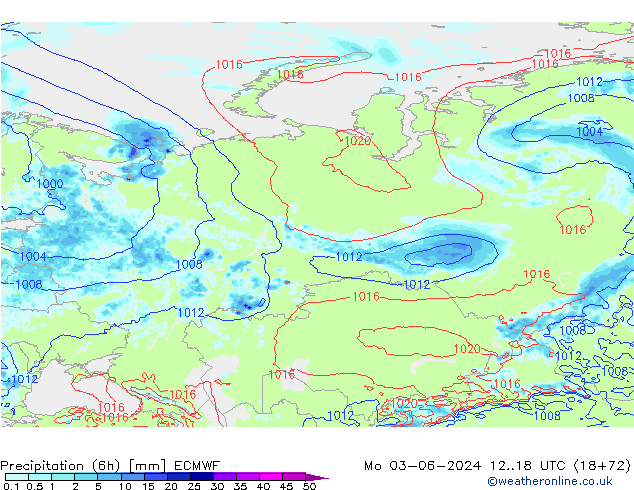 Yağış (6h) ECMWF Pzt 03.06.2024 18 UTC